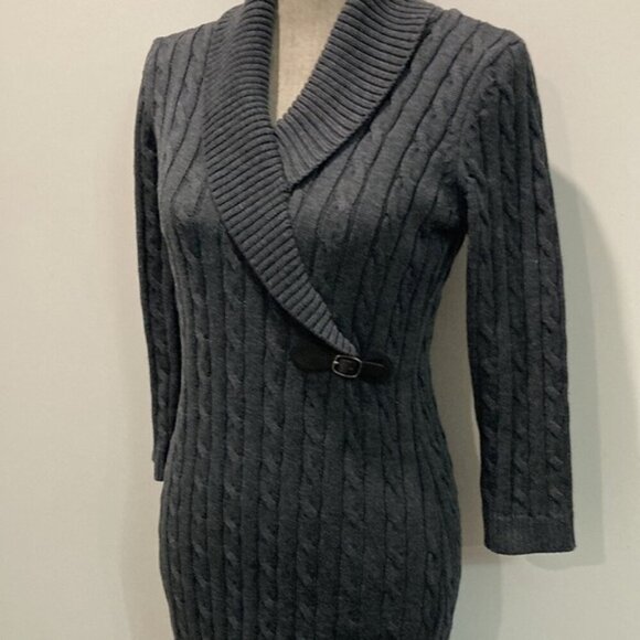 CALVIN Klein Grey Cable-knit Sweater Dress - Picture 3 of 14
